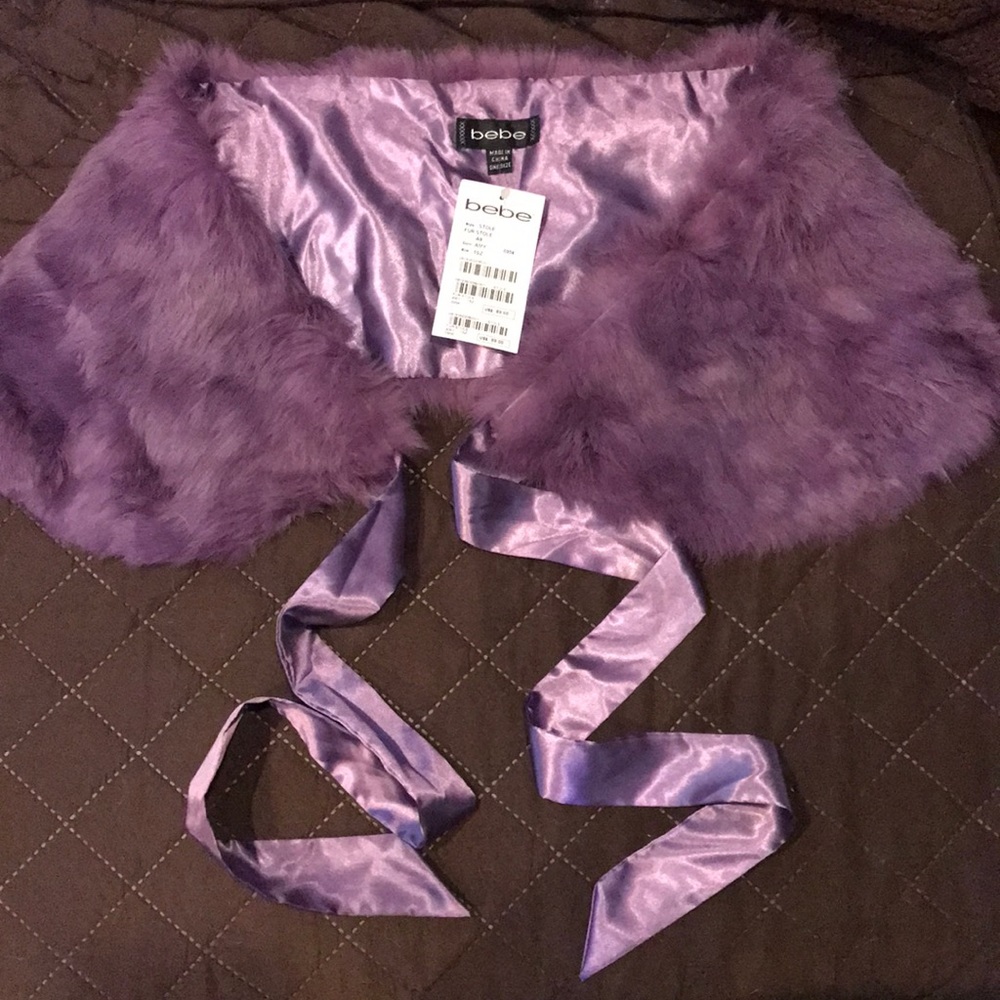 Bebe purple fur shawl